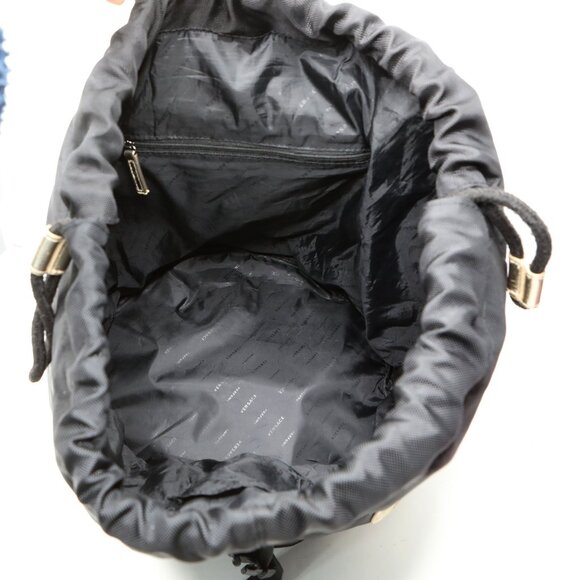 VERSACE Parfums Black Nylon Backpack Gold Medusa Logo Bag Travel Gym Drawstring - Picture 10 of 13